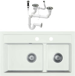 NERO Evinion Dupla Gránit Mosogató - 74x44 cm - Fehér