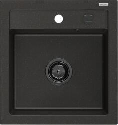 Mexen Vito konyhai mosogató gránit 1 medence+ pop up szifon 520 x 490 mm, fekete / arany, szifon fekete - 6503521000-75-B 1 medencés (5905315012715)