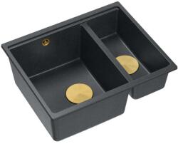  gránit mosogató Logan 150 Black Metallic Arany dugó