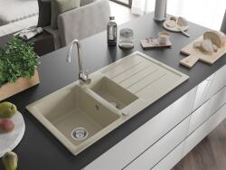 Mexen Andres konyhai mosogató gránit 1, 5 medence+csepegtetö+ pop up szifon 1000 x 500 mm, beige - 6515101510-69 1, 5 medencés (5907709194816)