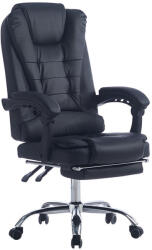 Quasar & Co Irodai szék, Quasar & Co. ®, Beta modell, ergonomikus, állítható magasságú, állítható háttámla, lehúzható lábtámasz, 5 forgó kerék, króm talp, organikus bőr, fekete