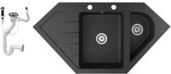 NERO Joker Sarok Gránit Mosogató - 96, 4x49, 6 cm - Dupla Medencével