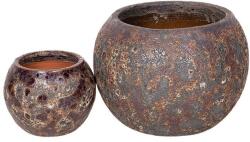 Byron Globe kerámia növénytartó szett savmaratott barna 29x22-48x36cm S2 (134019)