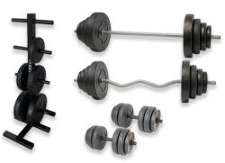 GazoFitness GazoFitness® Szuperszett Csomag 106 Kg (Menetes kézisúlyzórúddal) + Tárcsatartó állvány