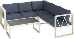 Outsunny Set Mobilier de Grădină cu Fotoliu Rabatabil, 2 Canapele cu Perne și Măsuță, Gri