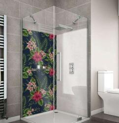 Wallplex fürdőszobai dekorpanel Fekete Hibiszkusz 120 cm x 200 cm