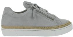 Gabor Női félcipő - alacsony szárú velúrbőr sneaker, cipzáras és fűzős - méret 37 - világosszürke, platform talp, fonott espadrilles stílus, kényelmes