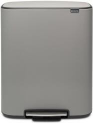 Brabantia Bo Pedal Bin pedálos szelektív hulladékgyűjtő szagmentesen záródó Soft-Close fedél, műanyag tartály, 2x30L - O méret, acél, betonszürke ásványi textúra - 211485 (211485) - pepita