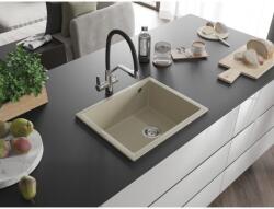 Mexen Pedro konyhai mosogató gránit 1 medence+ pop up szifon 560 x 460 mm, beige - 6508561000-69 1 medencés (5907709194250)