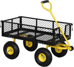 Outsunny Cărucior de Grădină din Oțel cu Capacitate de 200 kg și Pereți Laterali Detașabili, 104x54x51 cm, Negru și Galben