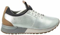 Marc O'Polo női félcipő - fűzős bőr sneaker, méret 38 - ezüst fémes felület, valódi bőr felsőrész, puha textil belső, perforált dizájn, kényelmes utcai cipő