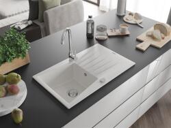Mexen Cesar konyhai mosogató gránit 1 medence+csepegtetö+ pop up szifon 775 x 470 mm, fehér - 6514771010-20 1 medencés (5907709194717)