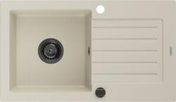 Mexen Pablo konyhai mosogató gránit 1 medence+csepegtetö+ pop up szifon 752 x 436 mm, beige, szifon fekete - 6510751010-69-B 1 medencés (5905315013101)