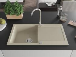 Mexen Leo konyhai mosogató gránit 1 medence+csepegtetö+ pop up szifon 90 x 50 cm, beige - 6501901010-69 1 medencés (5907709193697)