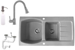 NERO GlasgowS6 - Dupla Medencés Gránit Mosogató - 93x49cm