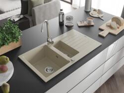 Mexen Matias konyhai mosogató gránit 1, 5 medence+csepegtetö+ pop up szifon 90 x 50, 5 cm, beige - 6502901505-69 1, 5 medencés (5907709193772)