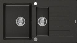 Mexen Matias konyhai mosogató gránit 1, 5 medence+csepegtetö+ pop up szifon 90 x 50, 5 cm, fekete / arany - 6502901505-75 1, 5 medencés (5907709193802)