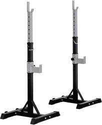 Homcom 2 Súlyzóállvány Acélból 2 Kampóval Állítható Magasságú 110kg Kapacitással, 55x57x105-170cm, Fekete