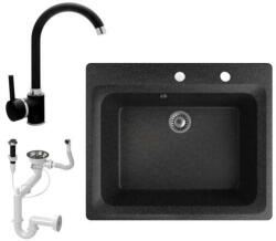 NERO Italia - Gránit Mosogató - Fekete - 60cm