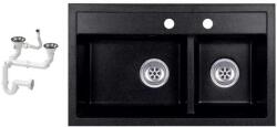 NERO Evinion Double Gránit Mosogató - 74x44 cm - Fekete