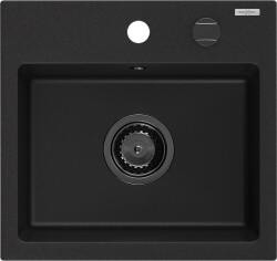 Mexen Milo konyhai mosogató gránit 1 medence+ pop up szifon 435 x 410 mm, fekete , szifon fekete - 6505441000-77-B 1 medencés (5905315012876)