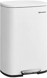SONGMICS Konyhai pedálos kuka, 50l szemetes kuka puha záródással, fehér (LTB101W01) - pepita