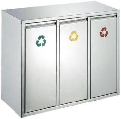 V-Part Szelektív Hulladékgyűjtő - 3x8L Rozsdamentes Acél - Falra Szerelhető