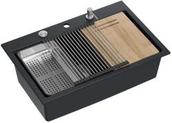  gránit mosogató MARC 110 WORKSTATION Black Arany dugó