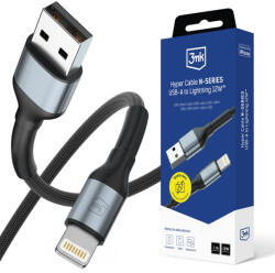3mk Protection Cablu pentru incarcare si transfer de date 3mk Hyper N-SERIES, USB/Lightning, 12W, 2.4A, 2m, Negru (5903108680332)