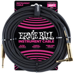 Ernie Ball 6058 7, 5m szövet fekete hangszerkábel Jack-Jack