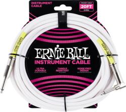 Ernie Ball 6047 6m gitárkábel, egyenes/pipás csatlakozók, fehér