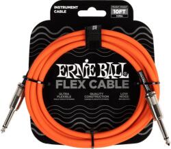 Ernie Ball 6416 Flexcable 3m gitárkábel, egyenes csatlakozók, narancs