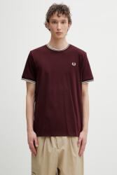 Fred Perry t-shirt férfi pamut - burgundia L - answear - 17 990 Ft