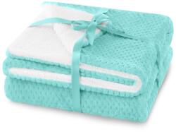  Pătură SHLEEPY turcoaz cu model jacquard stil clasic 220x240 Lenjerie de pat