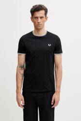 Fred Perry T-shirt férfi pamut - fekete M - answear - 22 990 Ft