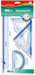 Keyroad Vonalzókészlet, 30 cm, vonalzó, szögmérő, 45° és 60° háromszög vonalzók 4 db/bliszter Keyroad - papirx
