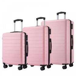 Konofactory Rózsaszín elegáns műanyag bőröndszett „Hawai - M, L, XL (S2691set3in1-pink-HU)