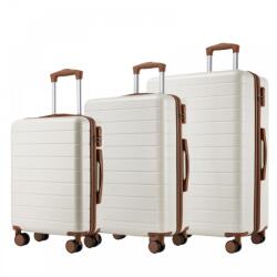 Konofactory Fehér elegáns műanyag bőröndszett „Hawai - M, L, XL (S2691set3in1-cream-brown-HU)