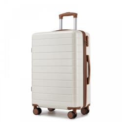Konofactory Fehér elegáns műanyag bőrönd „Hawai - M, L, XL méret (K2691solo-cream-brown-HU)