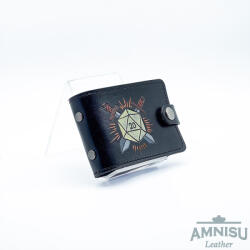 Amnisu D20 mintás fekete fekvő bőr igazolványtartó