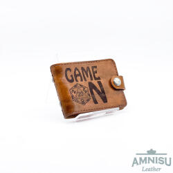Amnisu Game on feliratos antikolt barna fekvő bőr igazolványtartó
