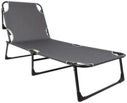 5five Simple Smart Sezlong pliabil 5Five Beach Chair cu cadru metalic si texaline, gri (JJ-170994)