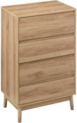 5five Simple Smart Noptiera Abana inalta cu 4 sertare, PAL si MDF, 60x40x107, 3 cm, bej (JJ-193545)