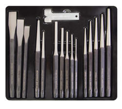 Topmaster Professional Set dornuri si dalti 15 piese din otel CR-V cu gauge Topmaster (499921) Dalta