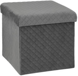 5five Simple Smart Taburet pliabil 5Five cu spatiu de depozitare, MDF si catifea, 31x31x31 cm, gri (JJ-167845E)