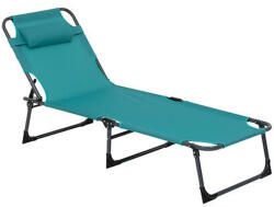 5five Simple Smart Sezlong pliabil 5Five Beach Chair cu cadru metalic, turcoaz, 173x56x27 cm (JJ-170993)