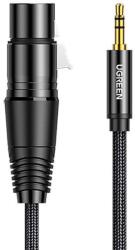 UGREEN Cablu Microfon, Adaptor Audio, Ugreen AV182, Jack 3.5 mm tata la XLR mama, 1m, Negru (20763-UGREEN)