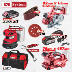 Raider Pro Set scule Raider Pro R20 20V cu 3 masini, 2 acumulatori si accesorii (030330)