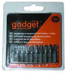 Gadget Set 10 biti pentru surubelnita S2 PH2 25 mm Gadget (390712) Surubelnita