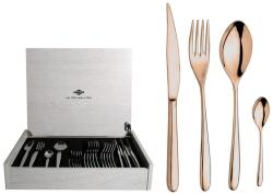 Inoxriv Novecento Pvd Oro Rosa, set 24 pers, cutie lemn (66224024) Tacam